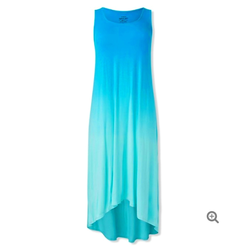 Torrid Super Soft Mint Blue Dip Dye Hi-Lo Dress